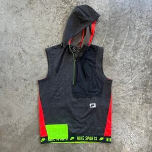 Nike Dri-FIT Utility Sleeveless Hoodie Gray Neon Small